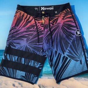 Hurley Hawaii Phantom Sig Zane Board Shorts Mens Sz 34 Bright Aloha Tropic Surf
